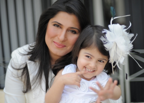 Sharmeen with her daughter Amelia — Photograph by Bina Khan